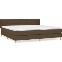 vidaXL Lit boxspring avec matelas brun foncé 200x200 cm Tissu