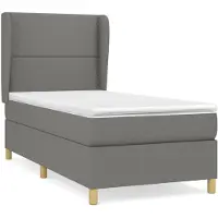 vidaXL Lit boxspring avec matelas gris foncé 90x200 cm Tissu