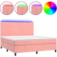 vidaXL Sommier tapissier avec matelas et LED Rose 180x200 cm Velours
