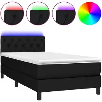 vidaXL Lit Boxspring avec matelas & LED Noir 80x200 cm Tissu