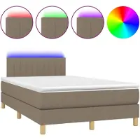 vidaXL Lit Boxspring avec matelas & LED Taupe 120x200 cm Tissu