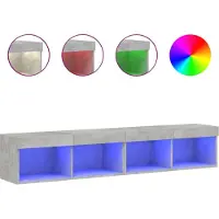 vidaXL Armoires TV avec lampes LED 2 pcs. Gris béton 80x30x30 cm