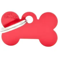 My Family Étiquette d'identification pour chien Bone Aluminium rouge, 3x1.9cm (1 pc) (Chien)