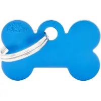 My Family Badge d'identification pour chien Bone Aluminium bleu, 3x1.9cm (1 pc) (Chien)