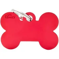 My Family Étiquette d'identification pour chien Bone Aluminium rouge, 4.8x3.1cm (1 pc) (Chien)