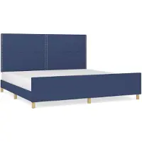 vidaXL Cadre de lit sans matelas bleu 200x200 cm Tissu