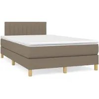 vidaXL Lit Boxspring avec matelas Taupe 120x200 cm Tissu