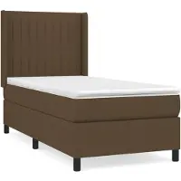 vidaXL Lit boxspring avec matelas brun foncé 90x200 cm Tissu