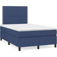 vidaXL Lit boxspring avec matelas bleu 120x200 cm Tissu
