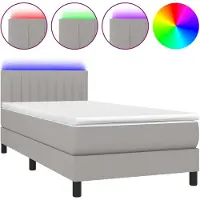 vidaXL Lit boxspring avec matelas & LED gris clair 80x200 cm Tissu