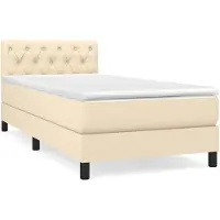 vidaXL Lit boxspring avec matelas Crème 80x200 cm Tissu