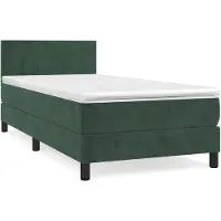 vidaXL Lit boxspring avec matelas vert foncé 100x200 cm velours