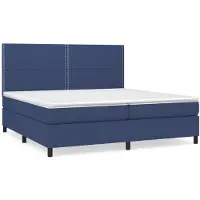 vidaXL Lit boxspring avec matelas bleu 200x200 cm Tissu