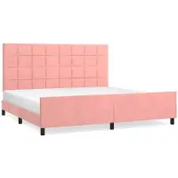 vidaXL Cadre de lit avec tête de lit rose 200x200 cm velours