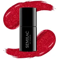 Semilac Vernis à ongles UV Rouge pailleté 025 7ml (Vernis gel UV)
