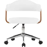 The Living Store Chaise de bureau pivotante Blanc Bois courbé et similicuir
