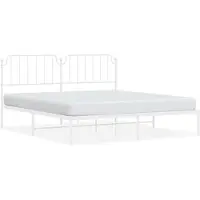 vidaXL Cadre de lit avec tête de lit en métal blanc 160x200 cm