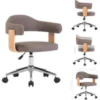 vidaXL Chaise de bureau pivotante Taupe bois courbé et tissu - Chaises de bureau