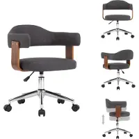 vidaXL Chaise de bureau pivotante Gris Bois courbé et tissu - Chaises de bureau