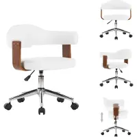 vidaXL Chaise de bureau pivotante Blanc Bois courbé et similicuir - Chaises de bureau