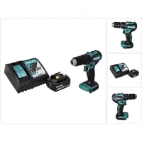 Makita DHP 483 RT1 Perceuse-visseuse à percussion sans fil 18 V 40 Nm Brushless + 1x Batterie 5,0 Ah + Chargeur