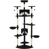 The Living Store Arbre à chat avec griffoirs en sisal 203 cm noir et blanc