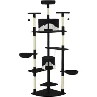 vidaXL Arbre à chat avec colonnes à griffer en sisal 203 cm noir et blanc