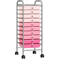 vidaXL Chariot à tiroirs avec 10 tiroirs Ombre Rose Plastique