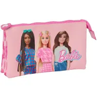 Safta Triple Barbie Love Trousse à crayons Homme Rose Rose One Size
