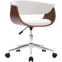 vidaXL Chaise de bureau pivotante Blanc Bois courbé et similicuir