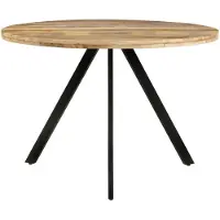 The Living Store Table de salle à manger 110x75 cm en bois massif de manguier