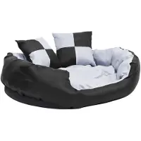 The Living Store Coussin pour chien réversible & lavable Gris et noir 85x70x20 cm