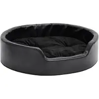 The Living Store Lit pour chien noir 69x59x19 cm peluche et similicuir