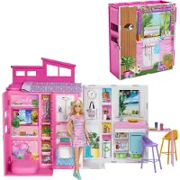 Barbie 65th Anniversary With Furniture And 4 Room Apartment Doll Rose Enfants