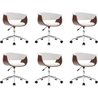 The Living Store Chaises de salle à manger 6 pcs. Pivotant Blanc Similicuir