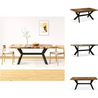 vidaXL Table de salle à manger Altholz Massiv und Stahlgestell 180 cm - Tables de salle à manger