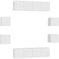 vidaXL Ensemble de 8 meubles TV blanc en bois composite