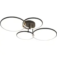 QAZQA Plafonnier noir avec LED 3 niveaux de luminosité 4 lumières - Joaniqa