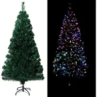 vidaXL Sapin de Noël artificiel avec support vert 150 cm fibre optique