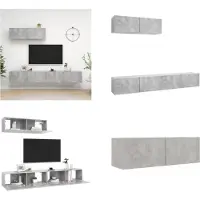 vidaXL Armoires TV 3 pcs. Béton gris Matériau dérivé du bois - Armoire TV - Armoire TV suspendue - Armoires TV suspendues