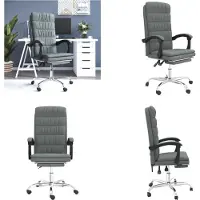 vidaXL Chaise de bureau avec fonction de couchage Gris foncé Tissu - Chaise de bureau avec fonction de couchage - Chaise de bureau avec fonction de relaxation - Chaise de bureau