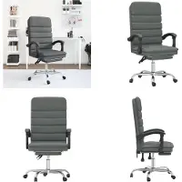 vidaXL Chaise de bureau avec fonction de massage Gris foncé Tissu - Chaise de bureau avec fonction de massage - Chaise de bureau électrique