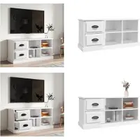 vidaXL Armoire TV blanc brillant 102x35,5x47,5 cm Bois composite - Armoire TV - Meubles TV - Supports TV