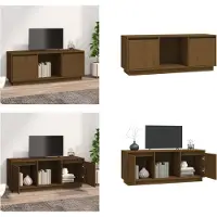 vidaXL Armoire TV Marron Miel 110,5x35x44 cm Pin massif - Armoire TV - Meubles TV - Support TV