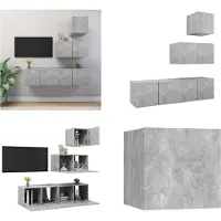 vidaXL 4 pcs. Set d'armoires TV Gris béton Bois composite - Set d'armoires TV - Set d'armoires TV suspendues - Set d'armoires TV suspendues