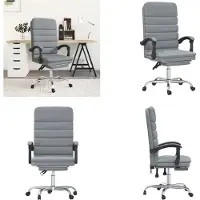 vidaXL Chaise de bureau avec fonction de massage Tissu gris clair - Chaise de bureau avec fonction de massage - Chaise de bureau électrique