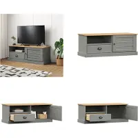 vidaXL Armoire TV VIGO Gris 106x40x40 cm Pin massif - Armoire TV - Pied de TV - Meuble TV