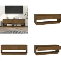 vidaXL Armoire TV Marron Miel 110,5x34x40 cm Pin massif - Armoire TV - Meubles TV - Support TV