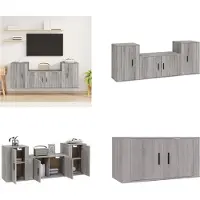 vidaXL 3 pcs. Armoire TV Set Gris Sonoma Bois composite - Ensemble d'armoires TV - Ensembles d'armoires TV - Meuble-paroi