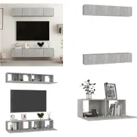 vidaXL Armoires TV 4 pcs. Betongrau 80x30x30 cm Holzwerkstoff - Armoire TV - Armoires TV - Armoire Hi-Fi - Armoires Hi-Fi